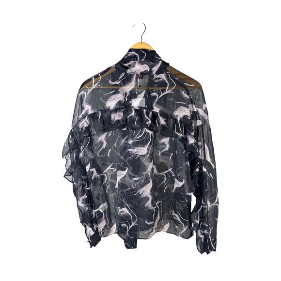 N by Nancy Sheer Long Sleeve Ruffle Top - Picture 2 of 10